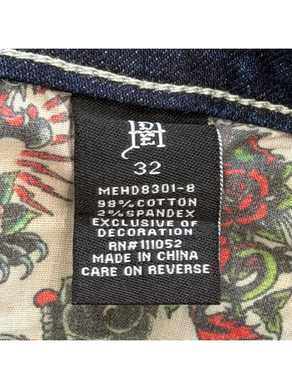 Ed Hardy Mens 32x32 Jeans Eagle Snake Slim Straight Denim Embroidered Y2K Blue - Picture 4 of 8